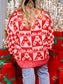Women Christmas Candy Cane Contrast Round Neck Sweater nicholesgifts