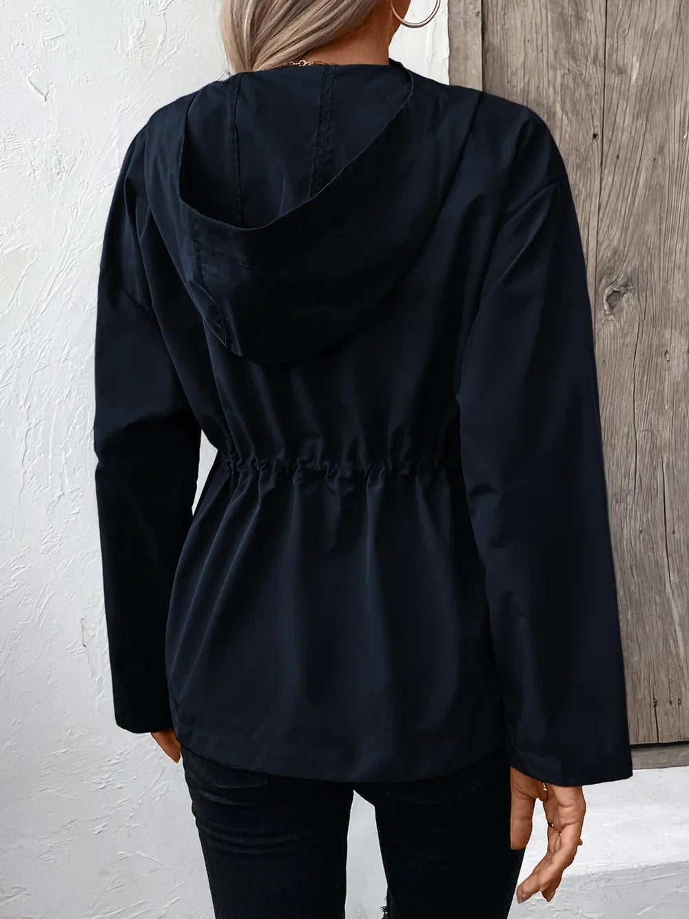 Ivy Lane Drawstring Zip Up Hooded Jacket nicholesgifts