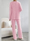 Ribbed V-Neck Top and Pants Lounge Set nicholesgifts