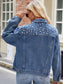 Pearl Detail Collared Neck Long Sleeve Denim Jacket nicholesgifts