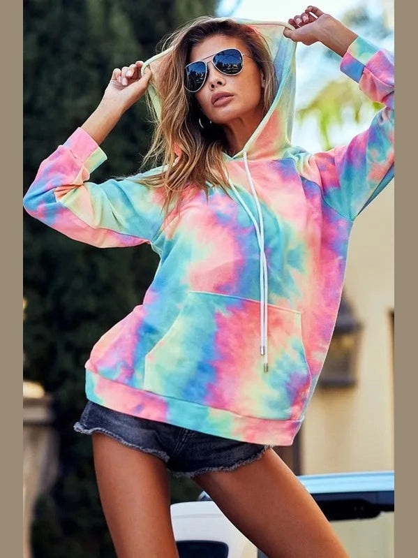 BiBi Tie Dye French Terry Hoodie with Kangaroo Pocket nicholesgifts