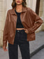 NicholesGifts Women Ivy Lane Pocketed Zip Up Collared Neck Jacket nicholesgifts