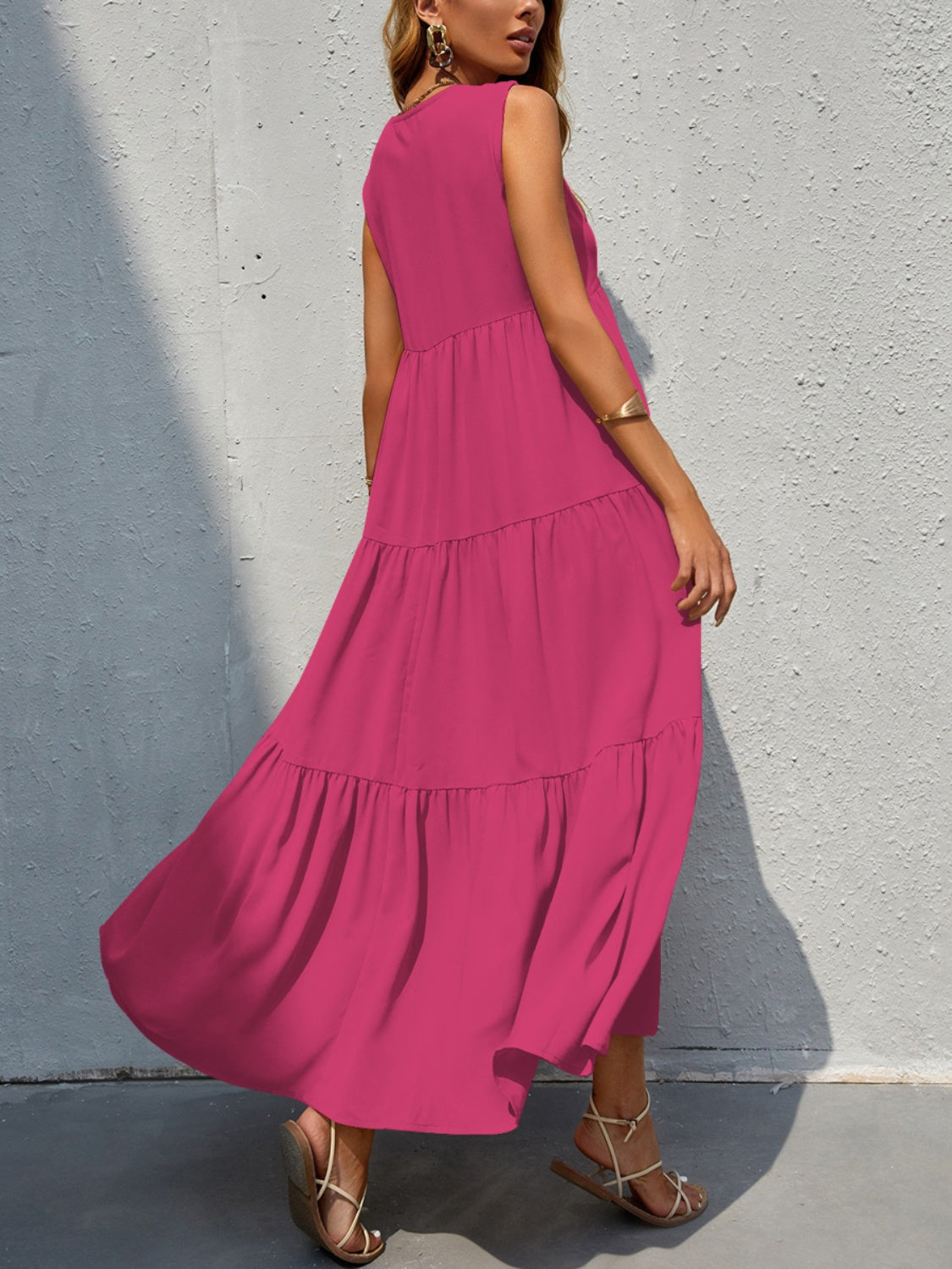 Tiered V-Neck Sleeve Dress nicholesgifts