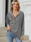 Women Drawstring Striped Long Sleeve Hoodie nicholesgifts