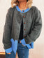 Button-Front Contrast Trim Cardigan nicholesgifts