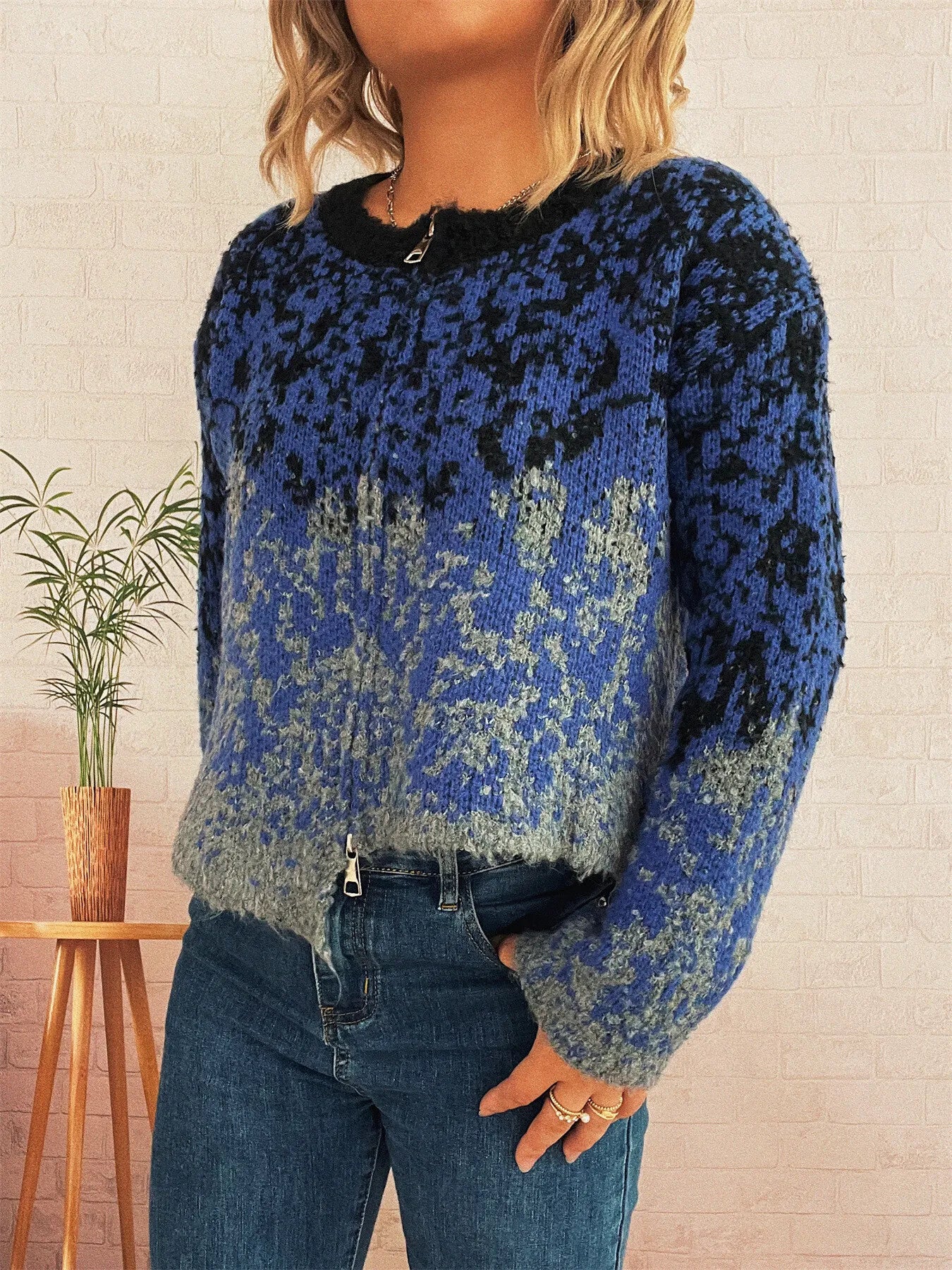 Asymmetrical Hem Zip Up Cardigan