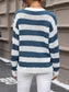 Perfee Striped Round Neck Dropped Shoulder Sweater nicholesgifts