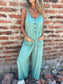 Full Size Button-Front Wide Leg Jumpsuit Plus Size nicholesgifts