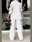 Full Size Contrast Lapel Collar Top and Pants Set nicholesgifts