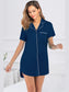 Contrast Piping Pocketed Short Sleeve Lounge Dress nicholesgifts