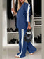 Full Size Contrast Lapel Collar Top and Pants Set nicholesgifts