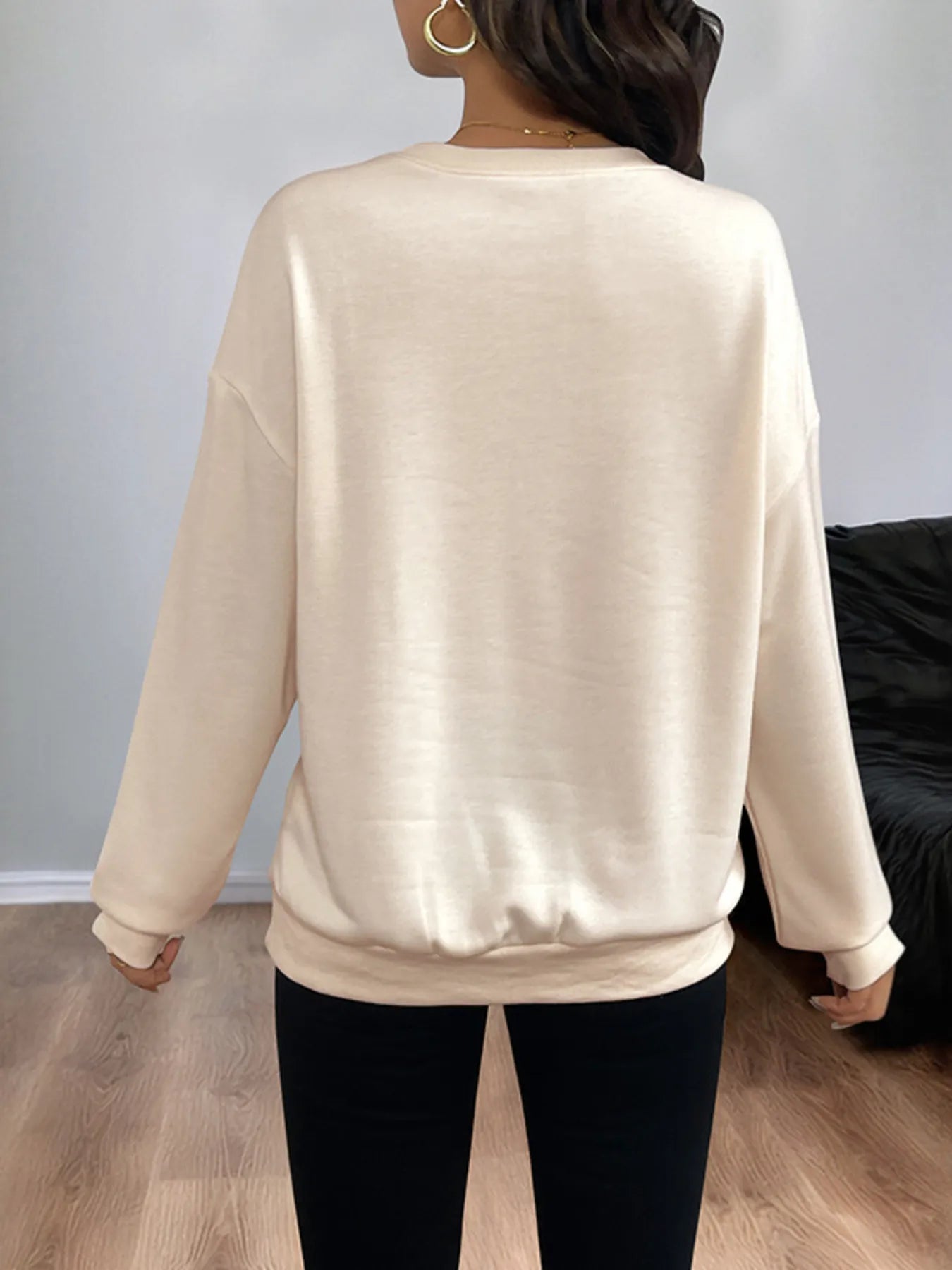 Sequined Bow Round Neck Sweatshirt NicholesGifts