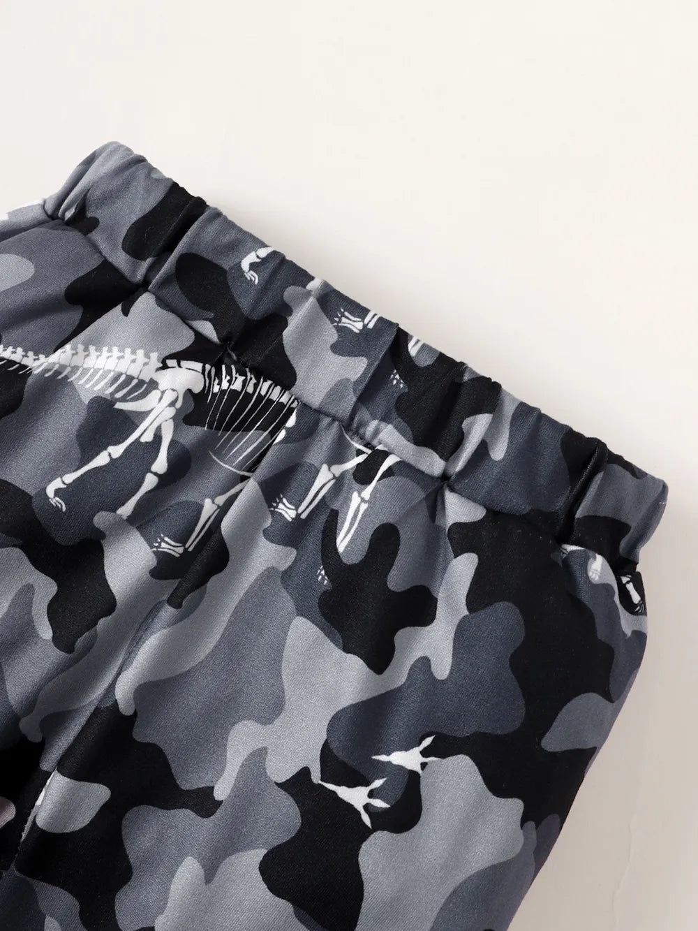 Children's Striped Hooded Bodysuit and Camouflage Pants Set Trendsi