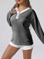 Striped Button Detail Long Sleeve Top nicholesgifts