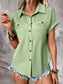 Pleated Detail Collared Neck Short Sleeve Shirt nicholesgifts