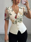 Floral Print V-Neck Button-Up Shirt nicholesgifts