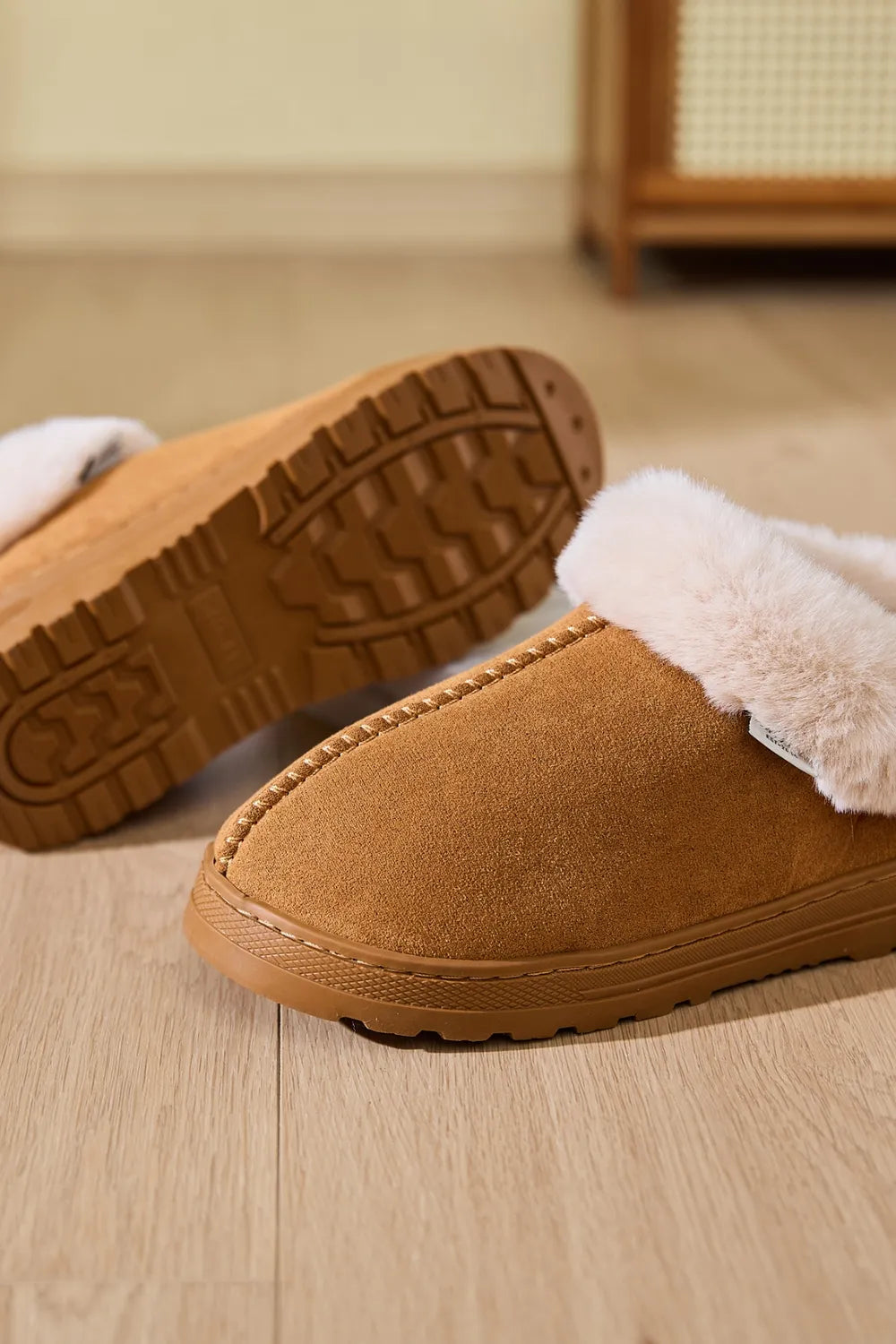 Women Faux Fur Round Toe Platform Slippers nicholesgifts