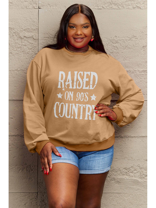 Simply Love Full Size RAISED ON 90'S COUNTRY Graphic Sweatshirt NicholesGifts