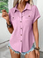 Pleated Detail Collared Neck Short Sleeve Shirt nicholesgifts