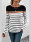 Perfee Striped Round Neck Long Sleeve T-Shirt nicholesgifts