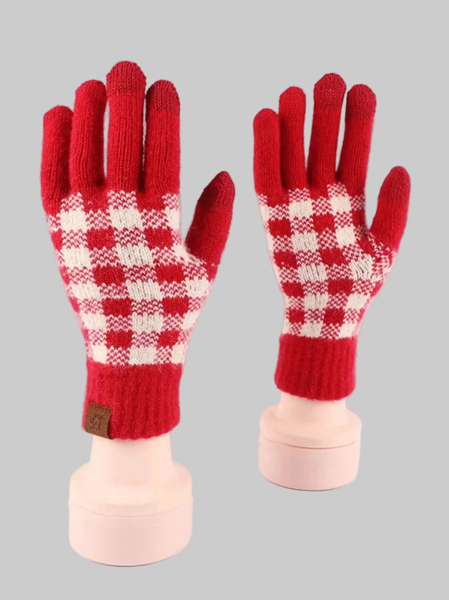 Women Heart Pattern Knitted Touchscreen Gloves nicholesgifts