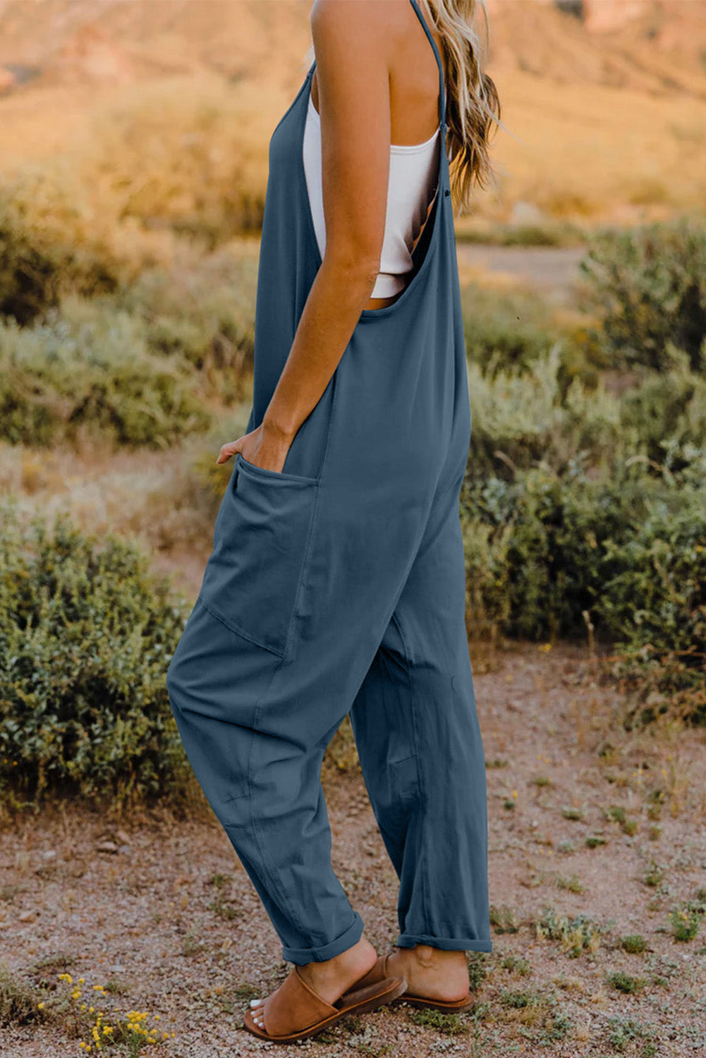 Double Take Full Size V-Neck Sleeveless Jumpsuit with Pockets nicholesgifts