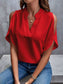 Notched Cold Shoulder Half Sleeve Blouse nicholesgifts