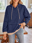 Lovelet Drawstring Striped Long Sleeve Hoodie Trendsi