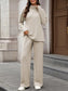 Ribbed Turtleneck Dropped Shoulder Top and Pants Sweater Set nicholesgifts