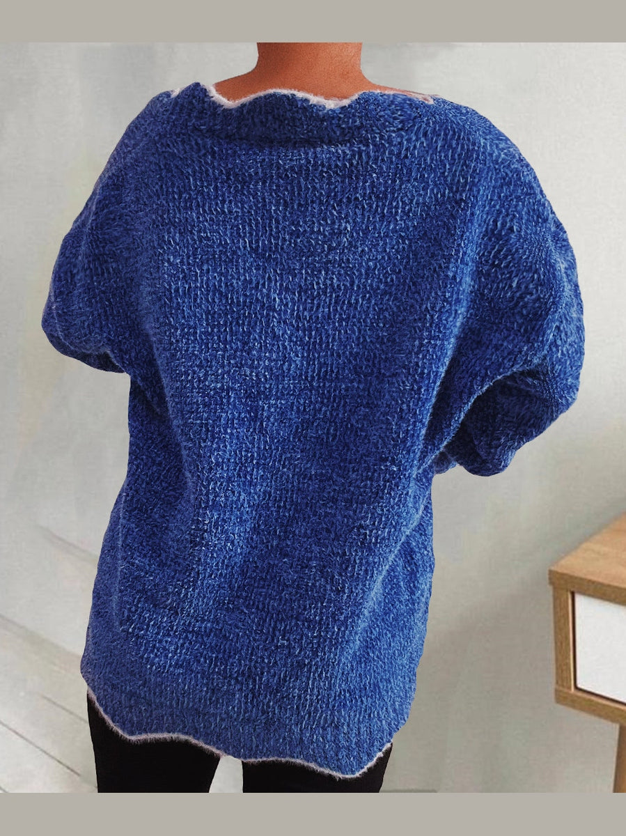 V-Neck Drop Shoulder Long Sleeve Sweater Trendsi