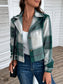 Perfee Plaid Collared Neck Button Up Long Sleeve Jacket nicholesgifts