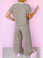 Striped Round Neck Short Sleeve Top and Pants Set nicholesgifts