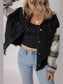 Drawstring Raw Hem Button Up Hooded Denim Jacket nicholesgifts