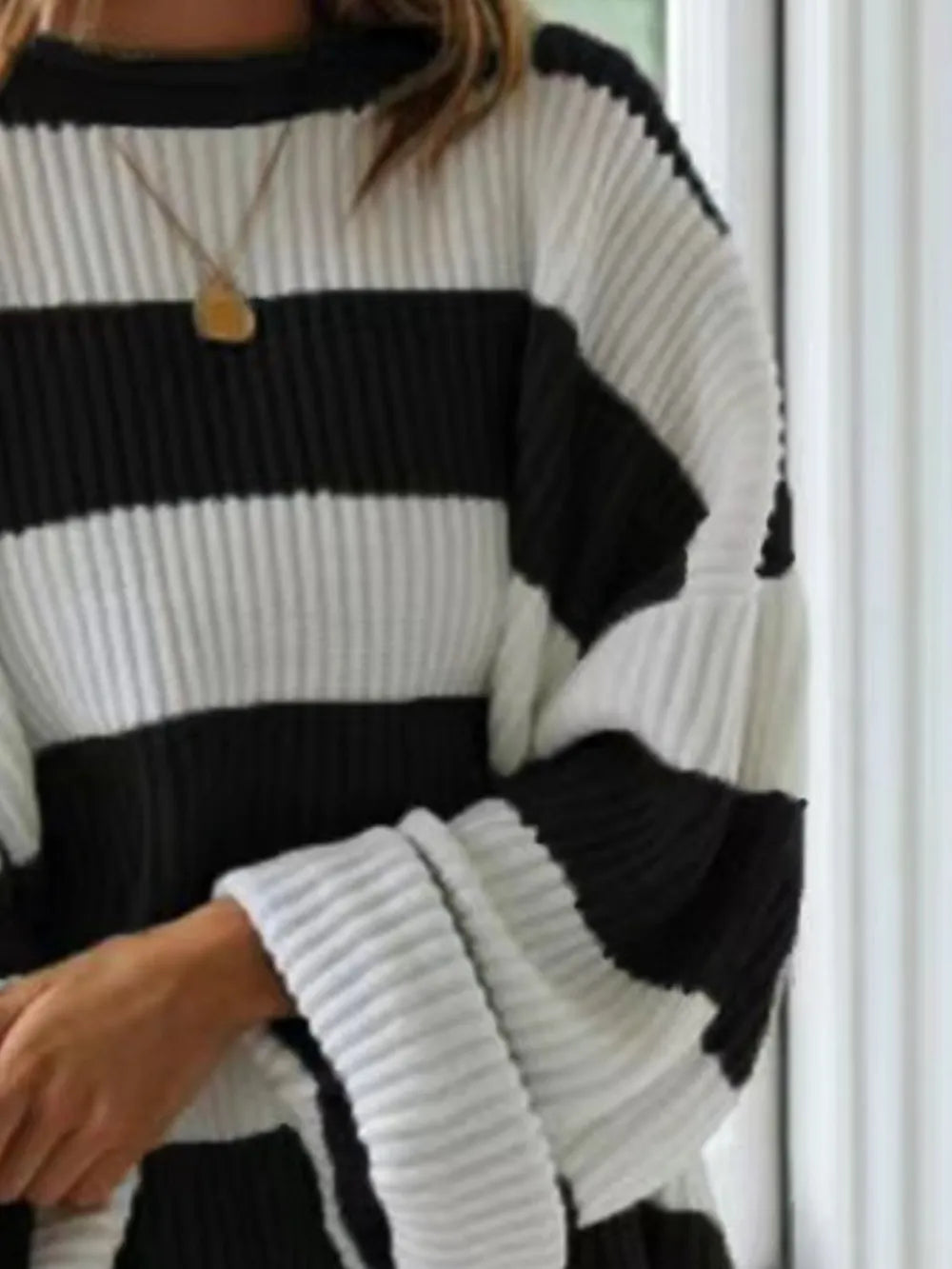 Round Neck Long Sleeve Sweater Trendsi