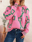 Contrast Round Neck Long Sleeve Sweater nicholesgifts