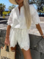 Eyelet Lace Button-Up Romper nicholesgifts