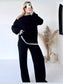 Contrast Trim Round Neck Top and Pants Sweater Set nicholesgifts