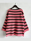 Striped Round Neck Long Sleeve Sweater nicholesgifts