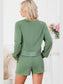 Round Neck Long Sleeve Top and Drawstring Shorts Lounge Set nicholesgifts
