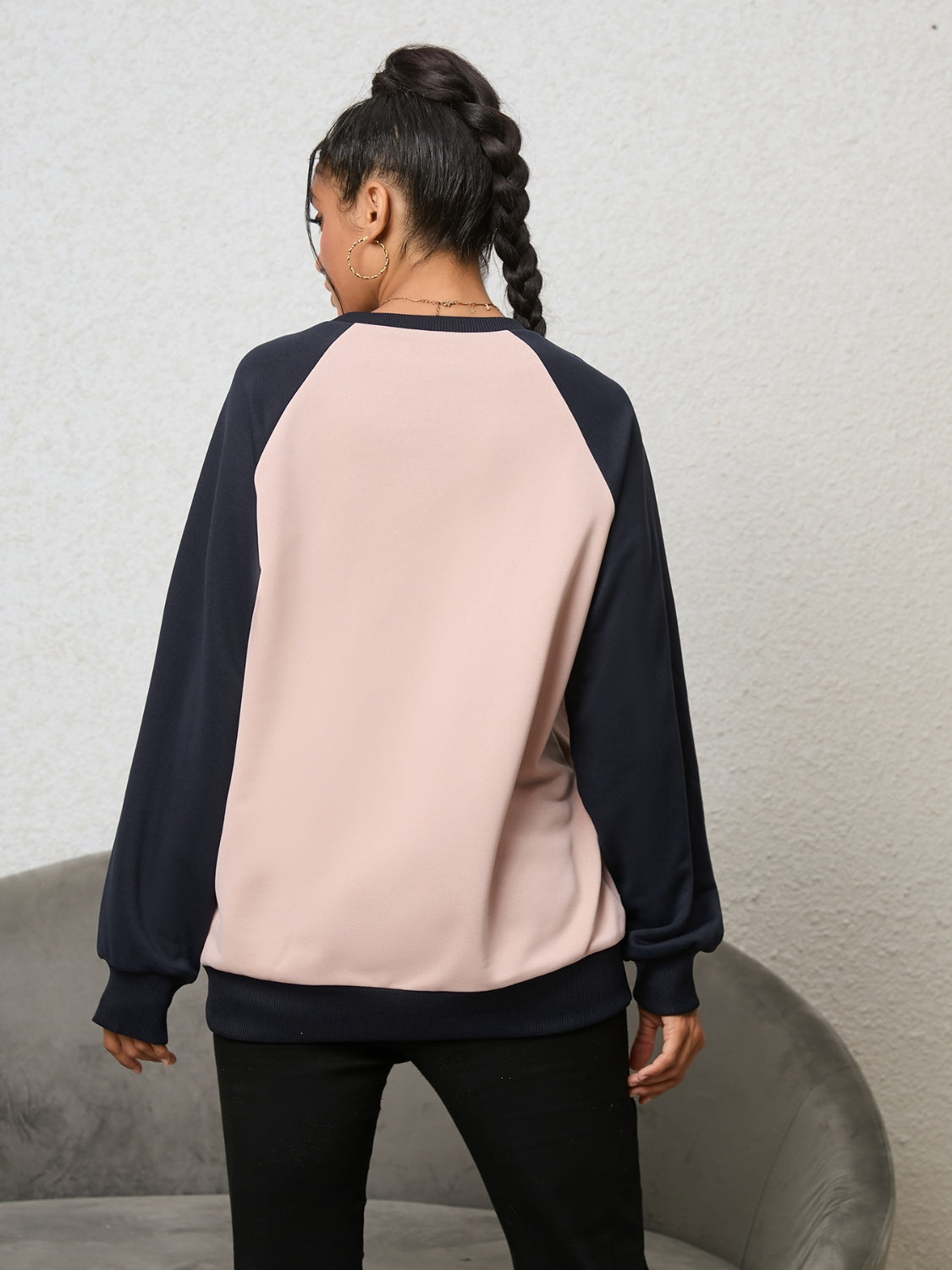Women Bear Graphic Raglan Sleeve Sweatshirt nicholesgifts