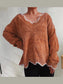 V-Neck Drop Shoulder Long Sleeve Sweater nicholesgifts
