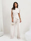 Slit Ruched Top and Wide Leg Pants Set nicholesgifts