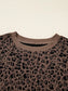 Ribbed Trim Leopard Print Long Sleeve Top nicholesgifts