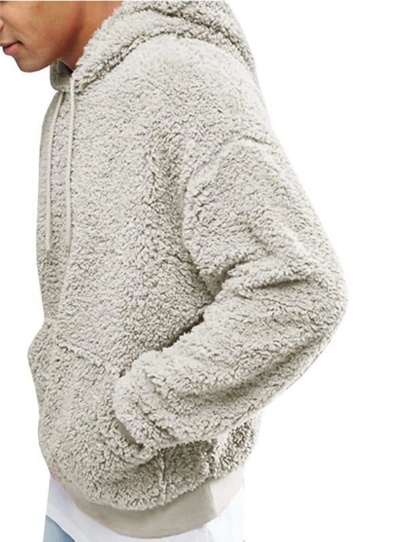 Men's Full Size Drawstring Sherpa Fleece Long Sleeve Hoodie Plus Size NicholesGifts
