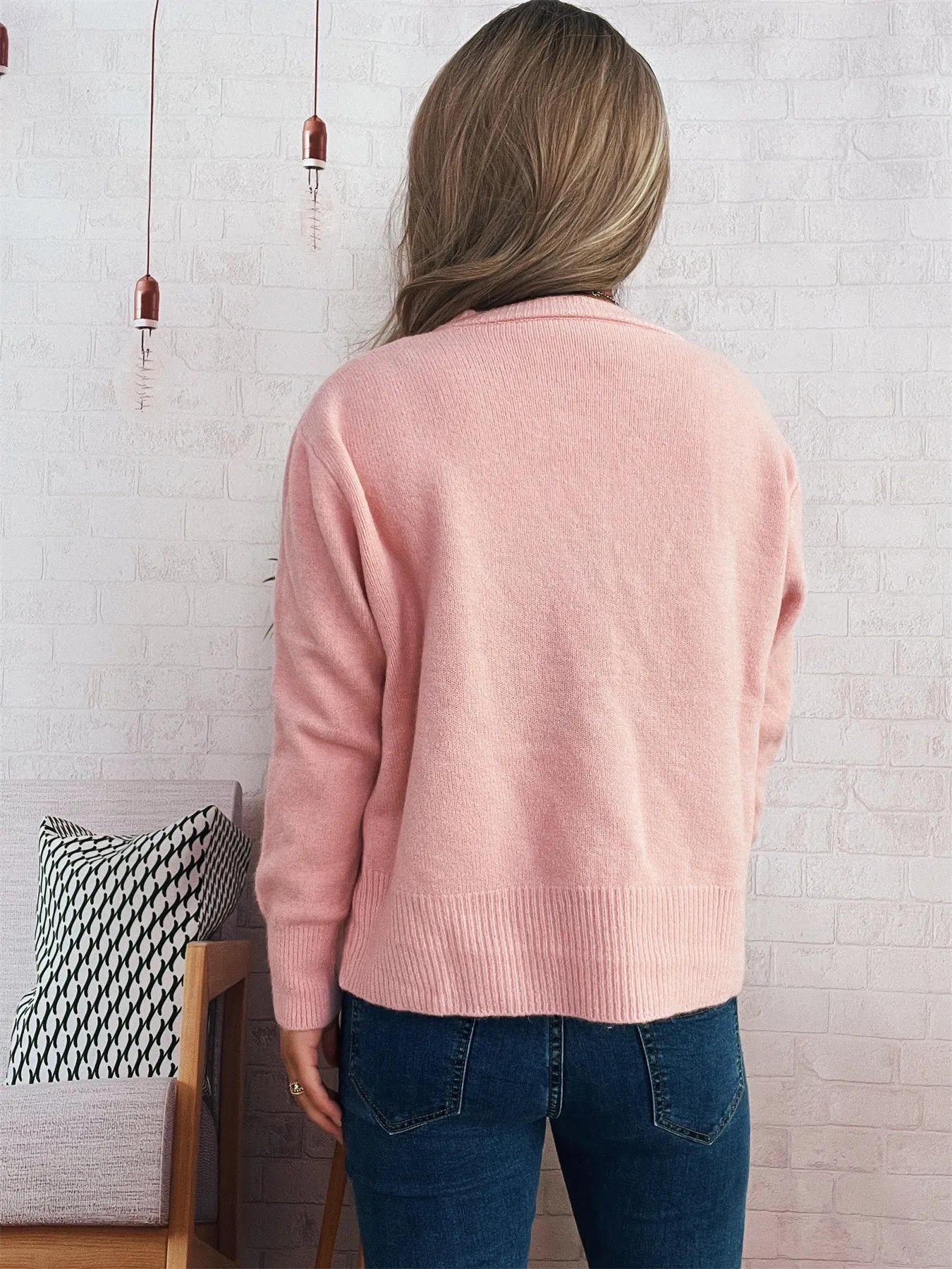 Ribbed Button-Front Knit Cardigan
