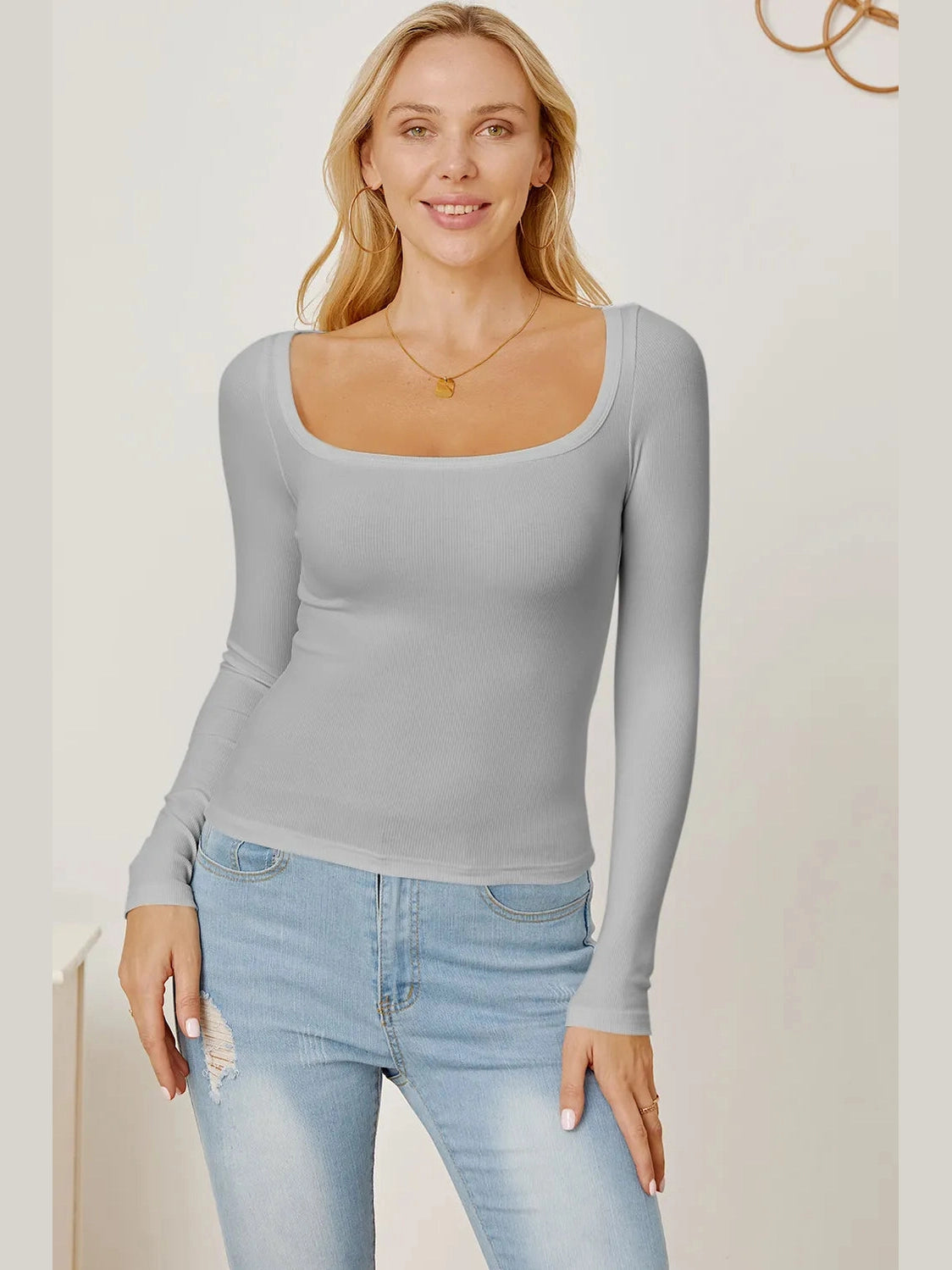 Square Neck Long Sleeve T-Shirt NicholesGifts