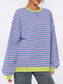 Striped Round Neck Long Sleeve Sweatshirt nicholesgifts