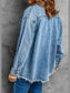 Button Up Pocketed Raw Hem Denim Jacket nicholesgifts