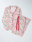 Printed Collared Neck Long Sleeve Top and Pants Lounge Set nicholesgifts