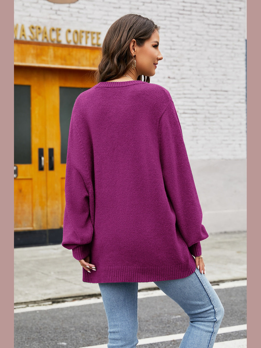 Round Neck Long Sleeve Sweater Trendsi